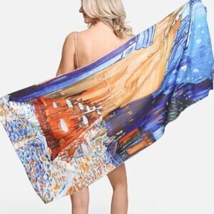 2-in-1 Convertible Tote Bag & Beach Towel – Van Gogh Café Terrace